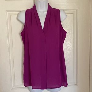 Adrienne Vittadini Misses Purple Sleeveless Blouse Top Medium